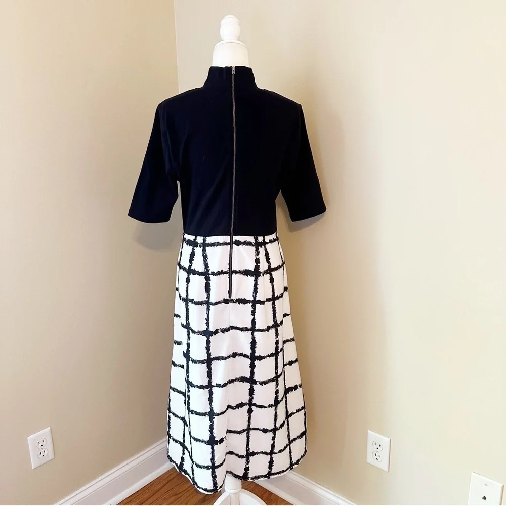 Eshakti Zapelle Fit and Flare Mock Neck Black and White Dress - Large (14) - Picture 5 of 15